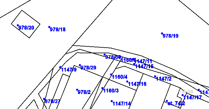 Parcela st. 978/30 v KÚ Lidmaň, Katastrální mapa