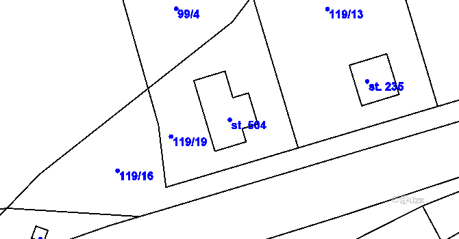 Parcela st. 504 v KÚ Lidmaň, Katastrální mapa