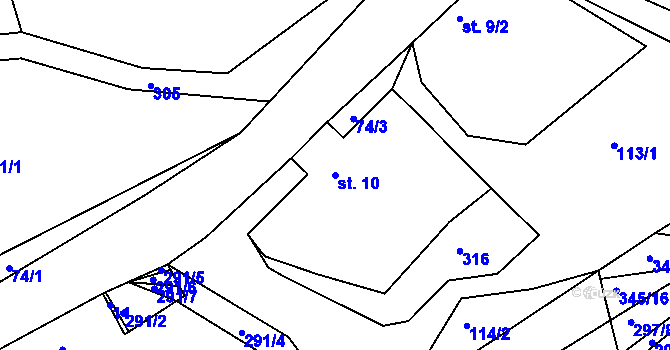 Parcela st. 10 v KÚ Lidmaňka, Katastrální mapa