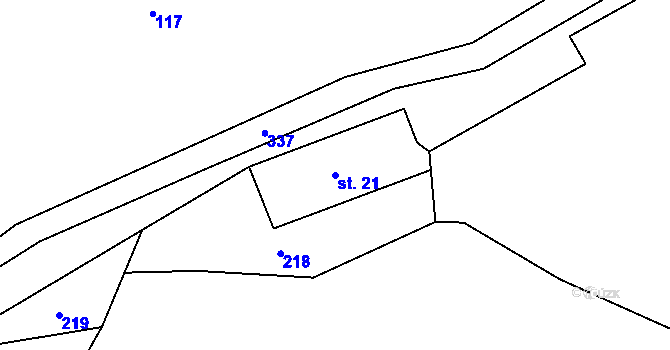 Parcela st. 21 v KÚ Lidmaňka, Katastrální mapa