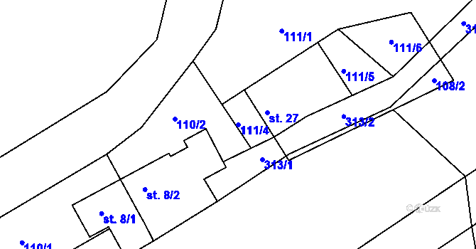Parcela st. 111/4 v KÚ Lidmaňka, Katastrální mapa