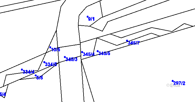 Parcela st. 345/5 v KÚ Lidmaňka, Katastrální mapa