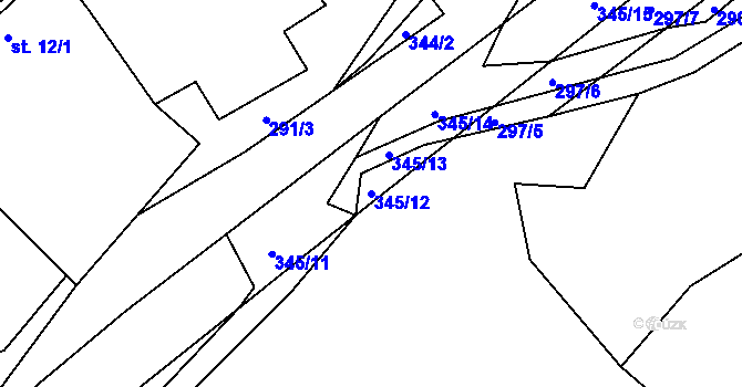 Parcela st. 345/12 v KÚ Lidmaňka, Katastrální mapa