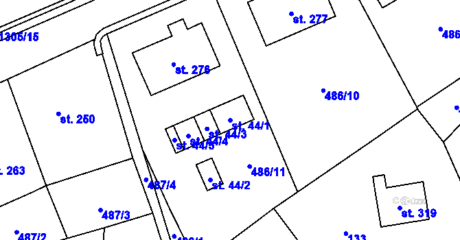 Parcela st. 44/1 v KÚ Lichkov, Katastrální mapa