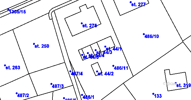 Parcela st. 44/3 v KÚ Lichkov, Katastrální mapa
