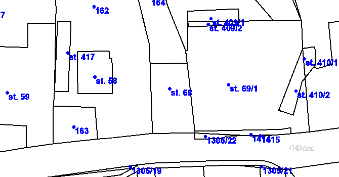 Parcela st. 68 v KÚ Lichkov, Katastrální mapa