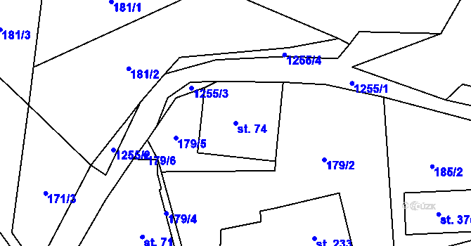 Parcela st. 74 v KÚ Lichkov, Katastrální mapa
