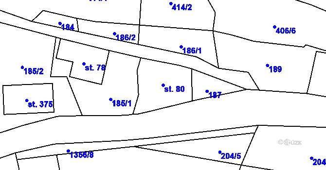 Parcela st. 80 v KÚ Lichkov, Katastrální mapa