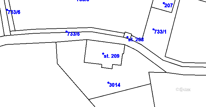 Parcela st. 209 v KÚ Lichkov, Katastrální mapa