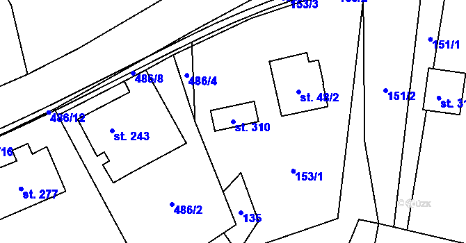 Parcela st. 310 v KÚ Lichkov, Katastrální mapa
