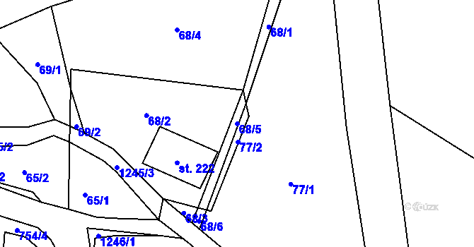 Parcela st. 68/5 v KÚ Lichkov, Katastrální mapa