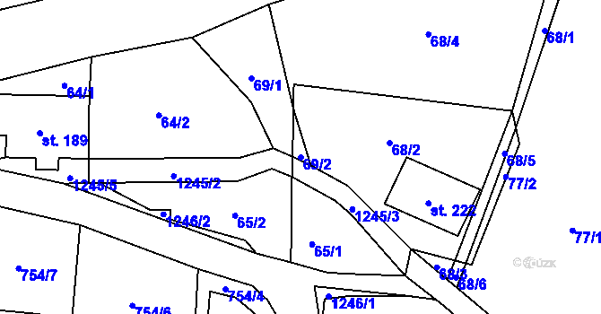 Parcela st. 69/2 v KÚ Lichkov, Katastrální mapa