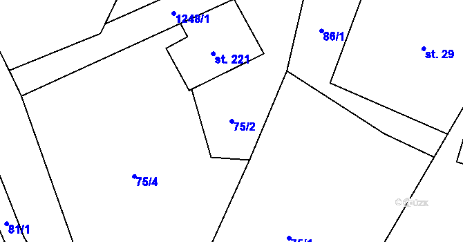 Parcela st. 75/2 v KÚ Lichkov, Katastrální mapa