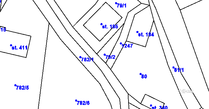 Parcela st. 79/2 v KÚ Lichkov, Katastrální mapa