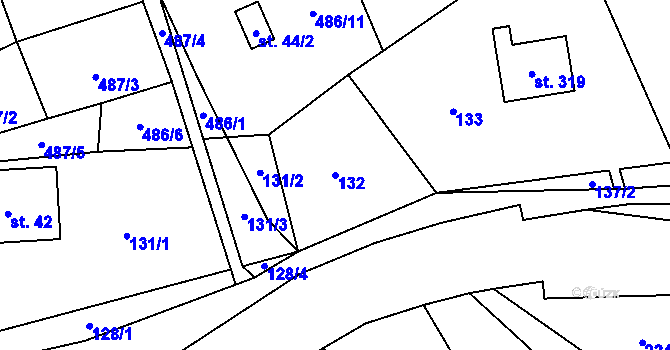 Parcela st. 132 v KÚ Lichkov, Katastrální mapa