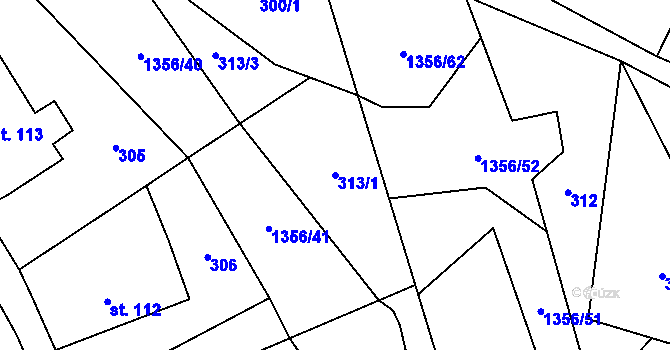 Parcela st. 313/1 v KÚ Lichkov, Katastrální mapa