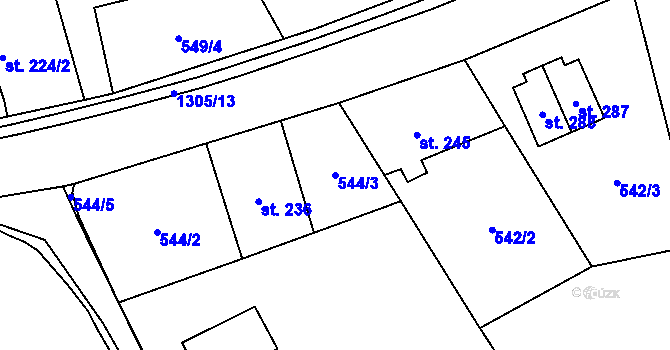 Parcela st. 544/3 v KÚ Lichkov, Katastrální mapa