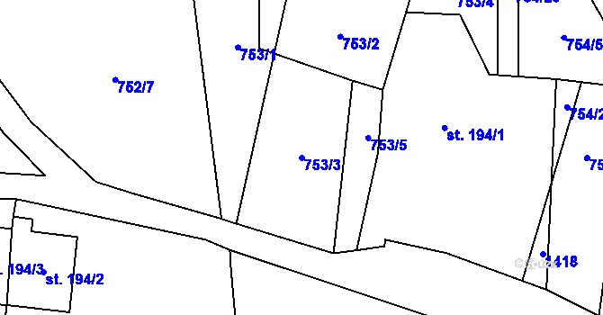 Parcela st. 753/3 v KÚ Lichkov, Katastrální mapa