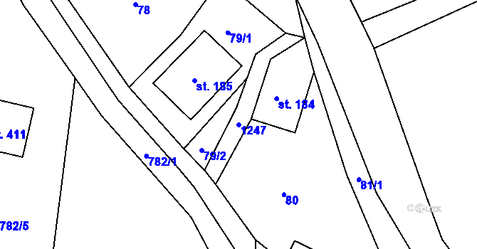 Parcela st. 1247 v KÚ Lichkov, Katastrální mapa