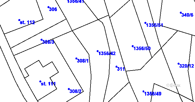 Parcela st. 1356/42 v KÚ Lichkov, Katastrální mapa