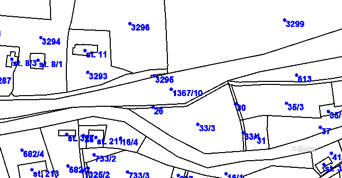 Parcela st. 1367/10 v KÚ Lichkov, Katastrální mapa