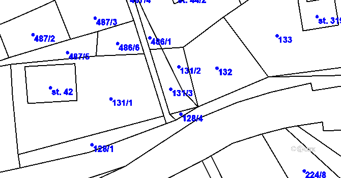 Parcela st. 131/3 v KÚ Lichkov, Katastrální mapa
