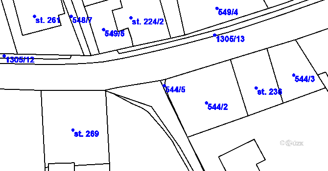 Parcela st. 544/5 v KÚ Lichkov, Katastrální mapa