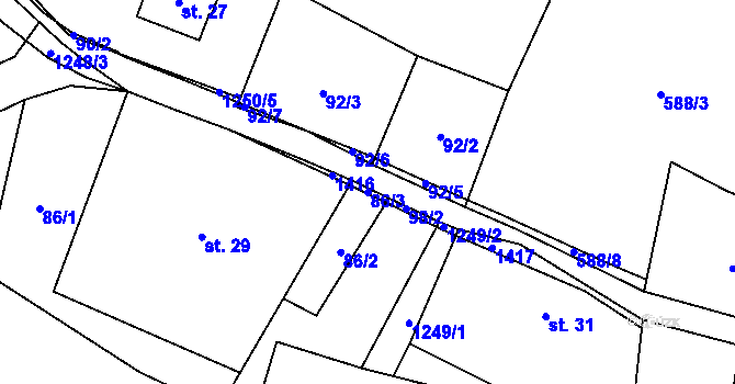 Parcela st. 86/3 v KÚ Lichkov, Katastrální mapa