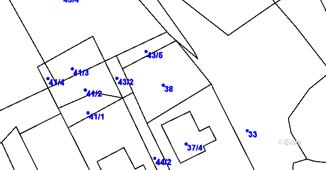 Parcela st. 38 v KÚ Lichnov u Bruntálu, Katastrální mapa