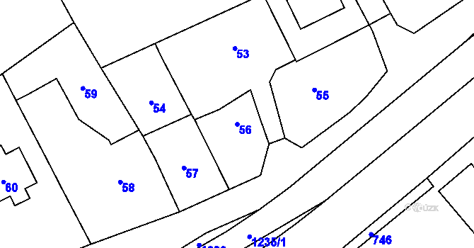 Parcela st. 56 v KÚ Lichnov u Bruntálu, Katastrální mapa