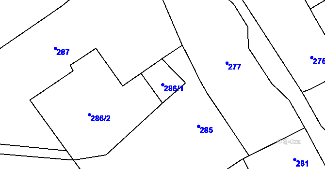 Parcela st. 286/1 v KÚ Lichnov u Bruntálu, Katastrální mapa
