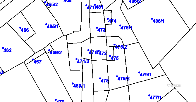 Parcela st. 472 v KÚ Lichnov u Bruntálu, Katastrální mapa