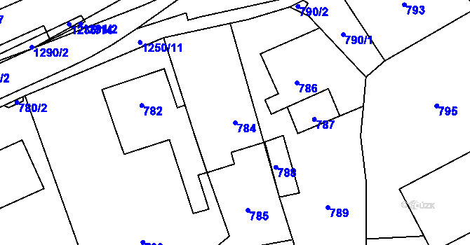 Parcela st. 784 v KÚ Lichnov u Bruntálu, Katastrální mapa