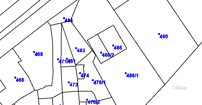 Parcela st. 486/2 v KÚ Lichnov u Bruntálu, Katastrální mapa
