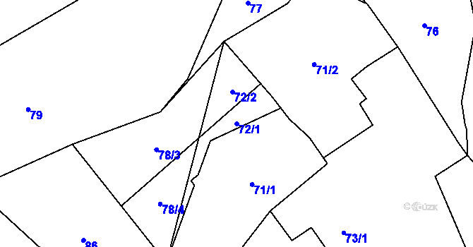 Parcela st. 72/1 v KÚ Lichnov u Bruntálu, Katastrální mapa