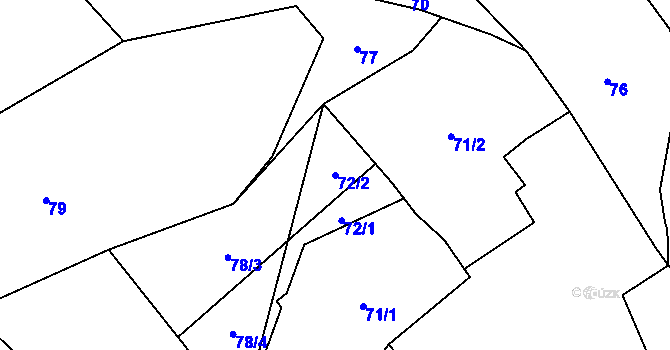 Parcela st. 72/2 v KÚ Lichnov u Bruntálu, Katastrální mapa