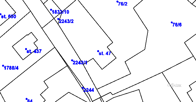 Parcela st. 47 v KÚ Lichnov u Nového Jičína, Katastrální mapa