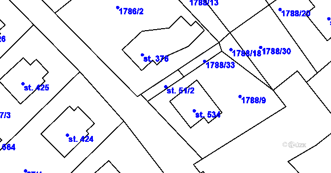 Parcela st. 51/2 v KÚ Lichnov u Nového Jičína, Katastrální mapa