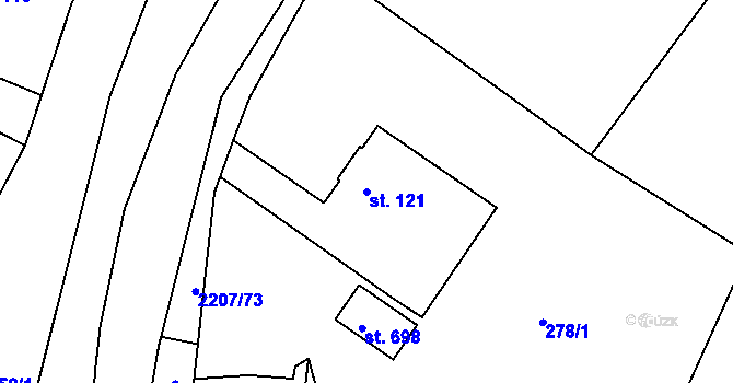 Parcela st. 121 v KÚ Lichnov u Nového Jičína, Katastrální mapa