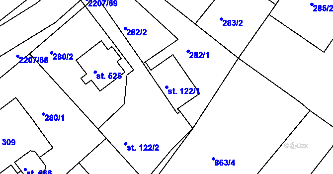 Parcela st. 122/1 v KÚ Lichnov u Nového Jičína, Katastrální mapa