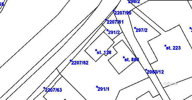 Parcela st. 128 v KÚ Lichnov u Nového Jičína, Katastrální mapa