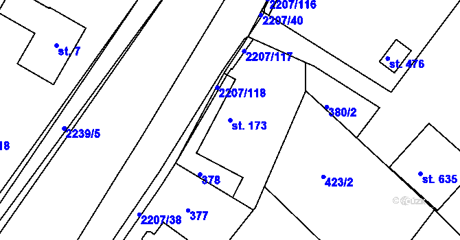 Parcela st. 173 v KÚ Lichnov u Nového Jičína, Katastrální mapa