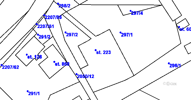 Parcela st. 223 v KÚ Lichnov u Nového Jičína, Katastrální mapa