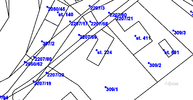 Parcela st. 224 v KÚ Lichnov u Nového Jičína, Katastrální mapa