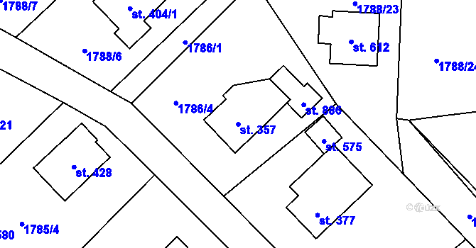 Parcela st. 357 v KÚ Lichnov u Nového Jičína, Katastrální mapa