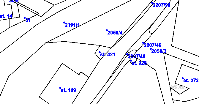 Parcela st. 421 v KÚ Lichnov u Nového Jičína, Katastrální mapa