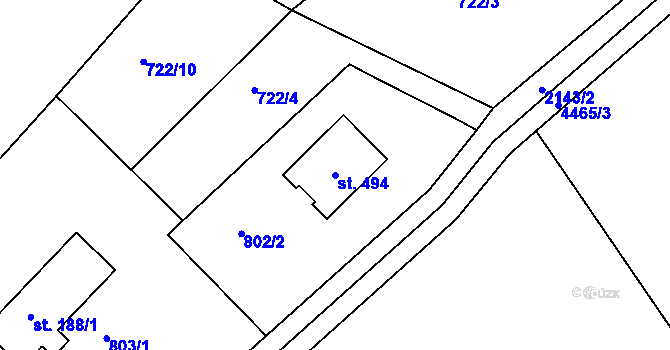 Parcela st. 494 v KÚ Lichnov u Nového Jičína, Katastrální mapa