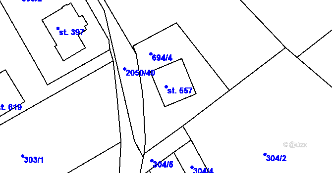 Parcela st. 557 v KÚ Lichnov u Nového Jičína, Katastrální mapa