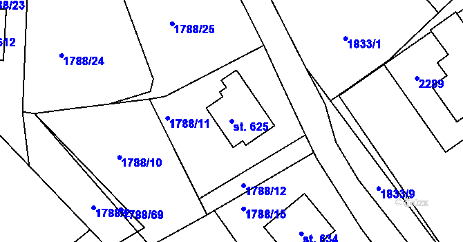 Parcela st. 625 v KÚ Lichnov u Nového Jičína, Katastrální mapa