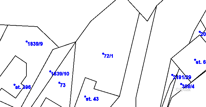 Parcela st. 72/1 v KÚ Lichnov u Nového Jičína, Katastrální mapa